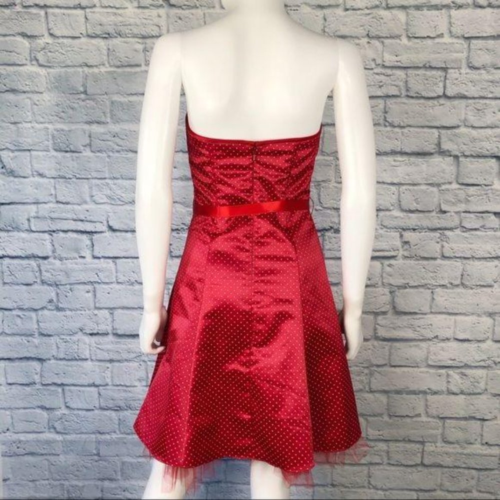 GUNNE SAX Vintage Red Strapless Polka Dot Dress - Picture 6 of 9